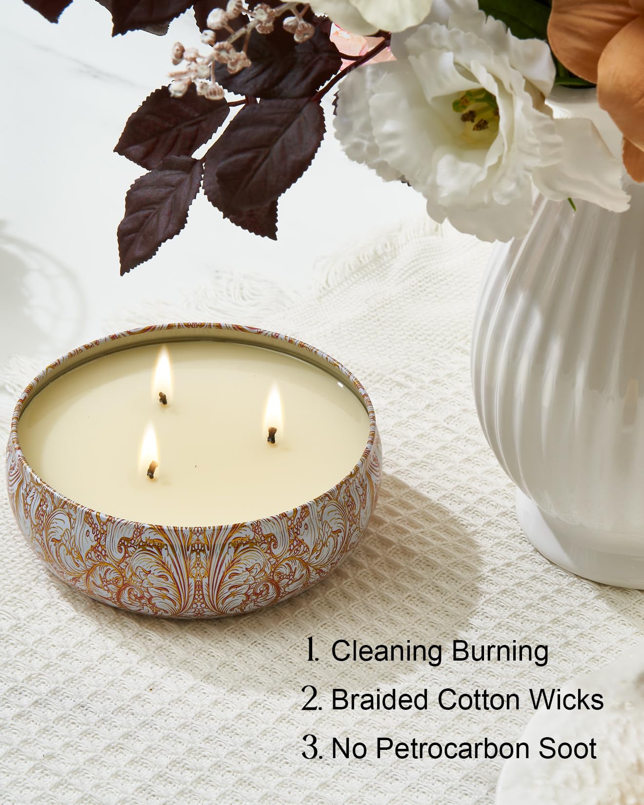 M&SENSE Fruity Rainbow 3-Wick Soy Tin Candle – 40+ Hour Burn Time, 100% Natural Vegan Wax