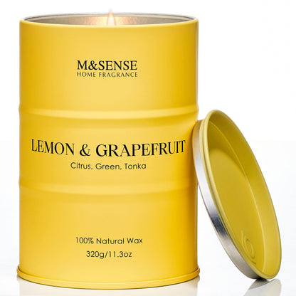M&SENSE Lemon Candle – 11.3oz, 70-Hour Burn, Grapefruit Citrus Scent