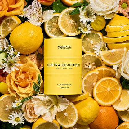 M&SENSE Lemon Candle – 11.3oz, 70-Hour Burn, Grapefruit Citrus Scent
