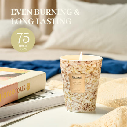 M&SENSE Lemon Vanilla Candle – 3-Wick, 14.1 oz, 75h Burn Time
