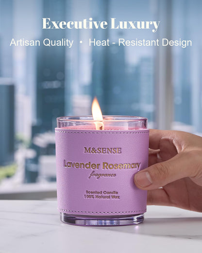 M&SENSE Lavender Rosemary Scented Candles | Vegan Soy 10oz, 42h Burn