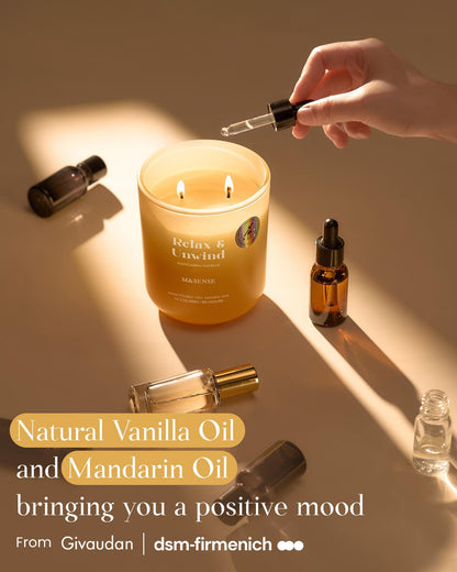 M&SENSE Mandarin Vanilla Candle – 80-Hour Non-Toxic Soy Wax Aromatherapy