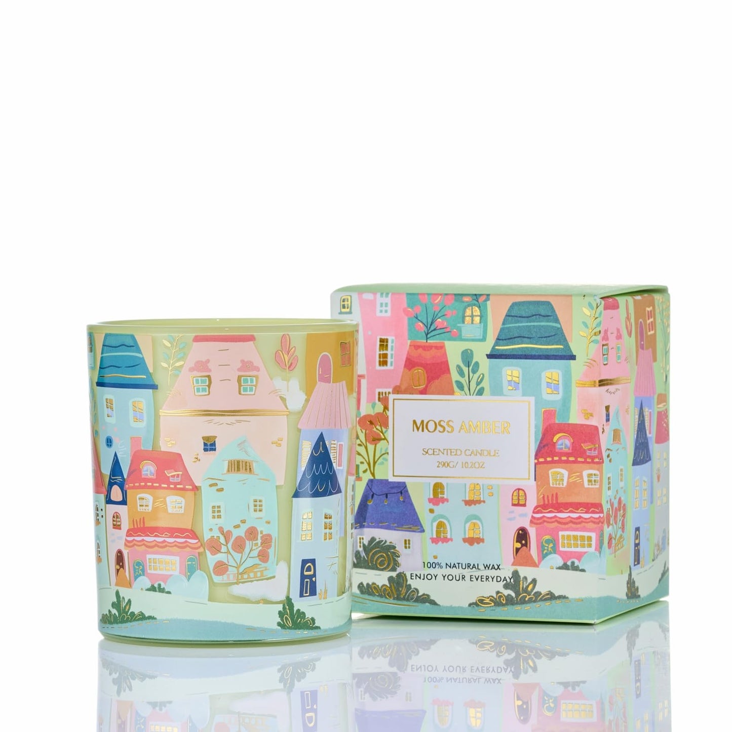 M&SENSE Moss Amber Candles – 10.2 oz Soy Wax, 60-Hr Non-Toxic Fragrance