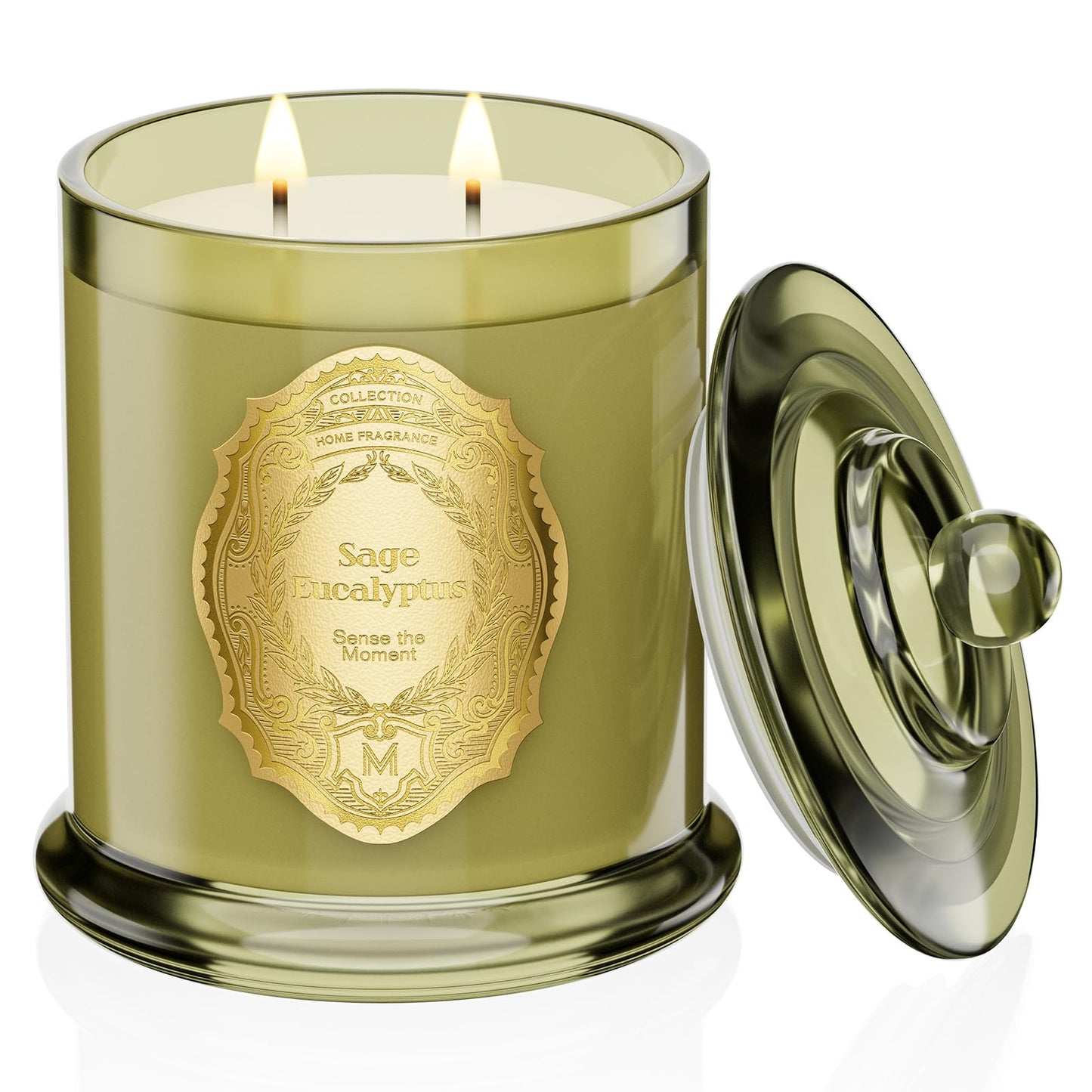 M&SENSE Sage Eucalyptus Soy Candle – 12.7oz, 2-Wick, 70-Hour Burn, Non-Toxic