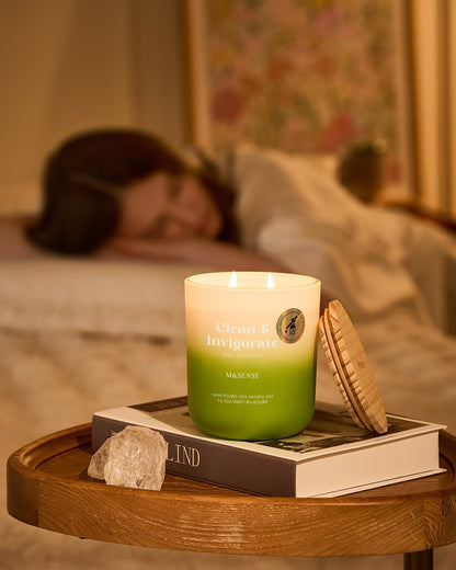 M&SENSE Sage Eucalyptus Scented Candle – 14.1oz, 80-Hour Non-Toxic Soy Wax, 2-Wick Aromatherapy