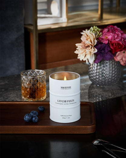 M&SENSE Soy Candle – Litchi Fizzy 11.3oz, 70h Natural Wax