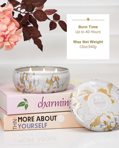 M&amp;SENSE Sunkissed Citrus 3-Wick Soy Candle – 40+ Hr Burn, Vegan Wax