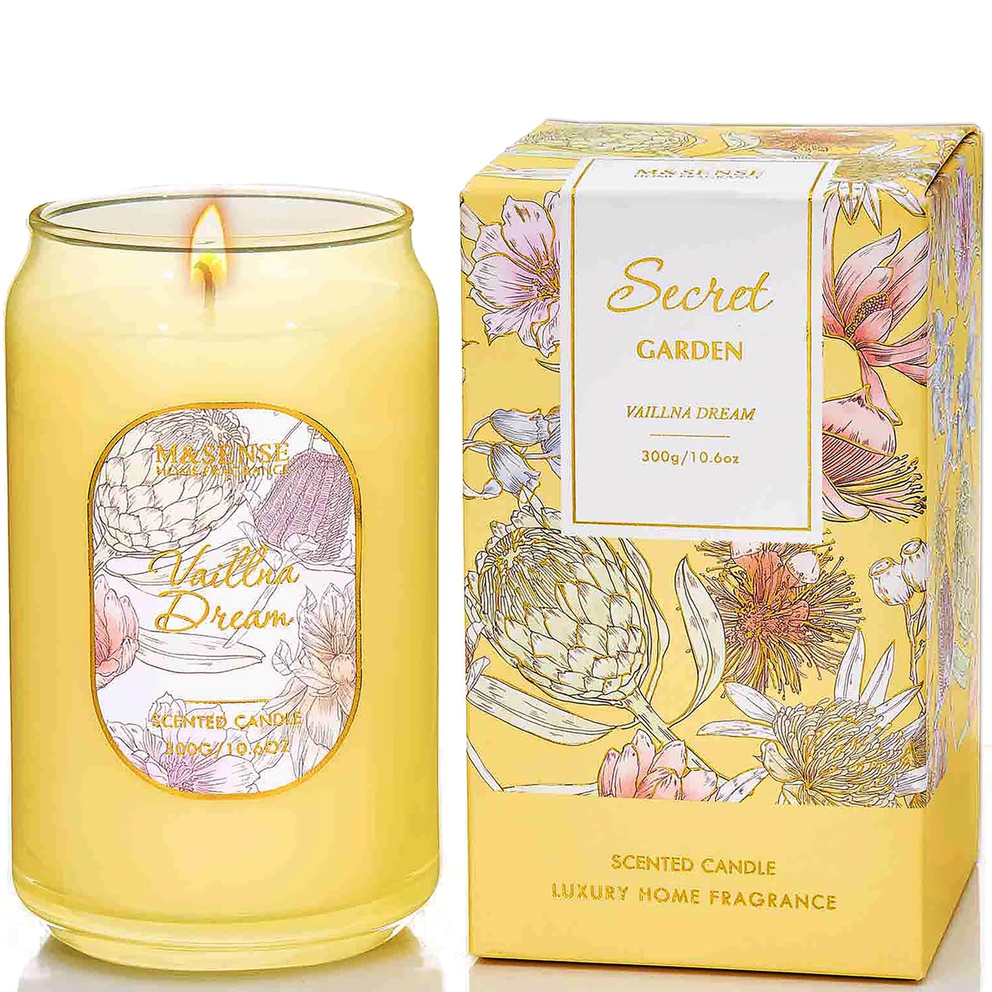 M&SENSE Vaillna Candles – 10.6 oz Soy Jar Candle, Non-Toxic, 60h Burn