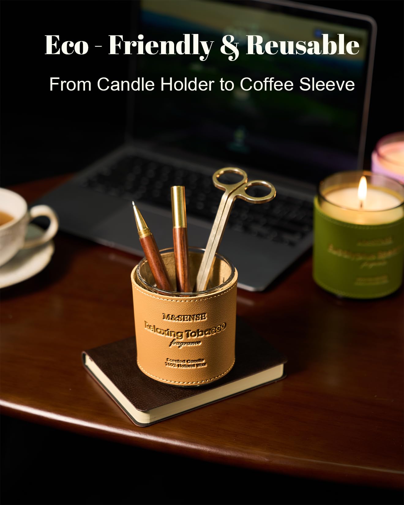 M&SENSE Vanilla Amber Scented Candles - Vegan Soy Wax, 10oz, 42-Hour Burn Time