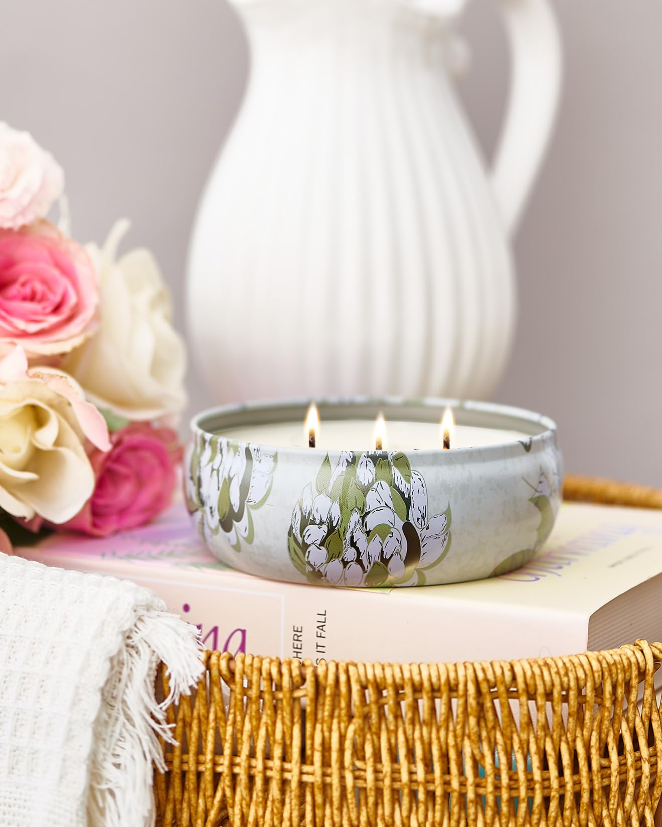M&SENSE Wild Orchid Scented Candle | Large 3-Wick Soy Tin – 40-50 Hours Burn, Vegan Wax
