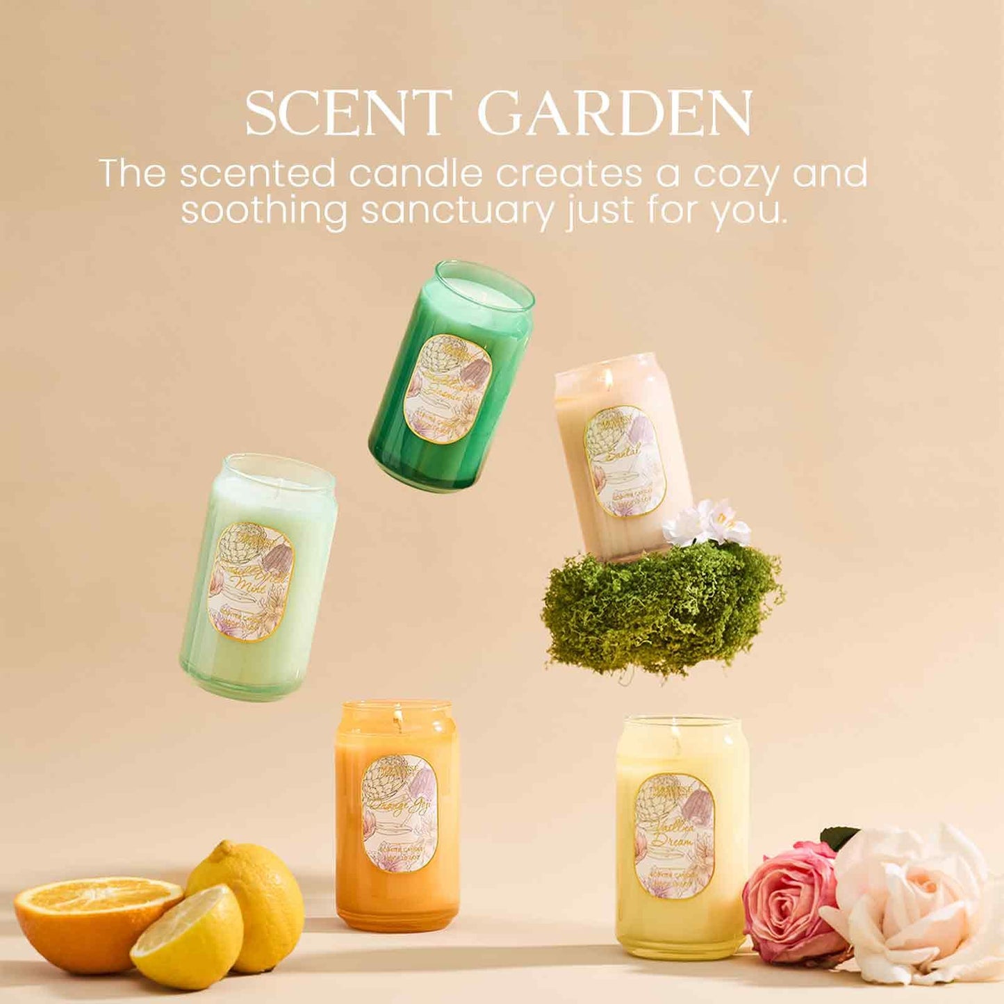 M&SENSE Aromatherapy Yellow Soy Candle – Sugared Lemon Zest, 60-Hour Burn