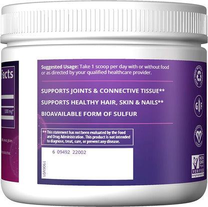 MRM MSM Crystals | Pure Bioavailable Sulfur Powder for Joints, Hair, Skin & Nails | Vegan | 200 Servings