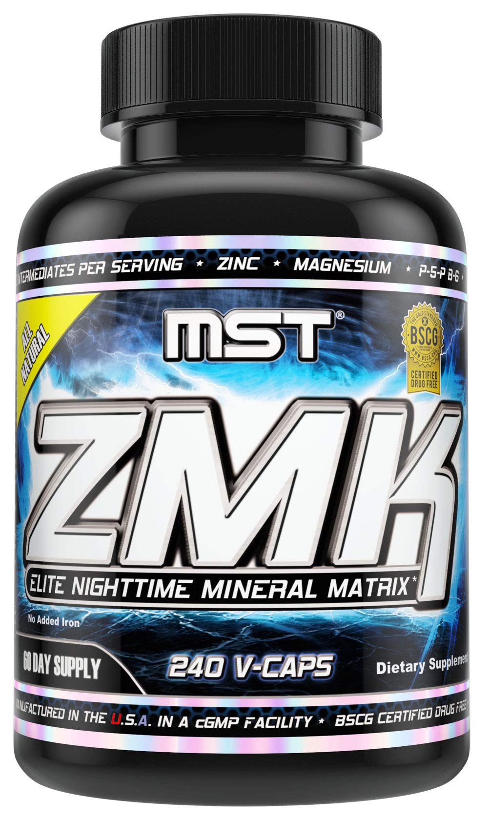 MST ZMK Nighttime - Multi Mineral Supplements with Zinc & Magnesium | ATP BSCG Certified | 240 V Capsules | Millennium Sport Technologies