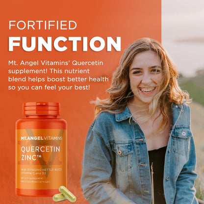 Mt. Angel Vitamins Zinc Quercetin with Bromelain – Immune Support & Respiratory Health | Quercetin 500mg, Zinc 50mg | 300ct