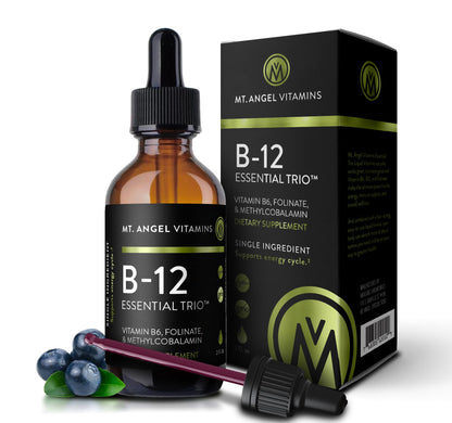 Mt. Angel Vitamins B12 Essential Trio – Vegan Sublingual Drops | Made in USA, Non-GMO