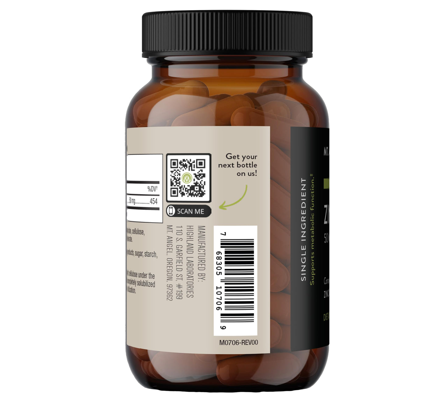 Mt. Angel Vitamins - Zinc Citrate 50mg - Zinc 50 mg Citrate Chelate - Natural Zinc Supplements Made in USA - 60 Vegetarian Tablets
