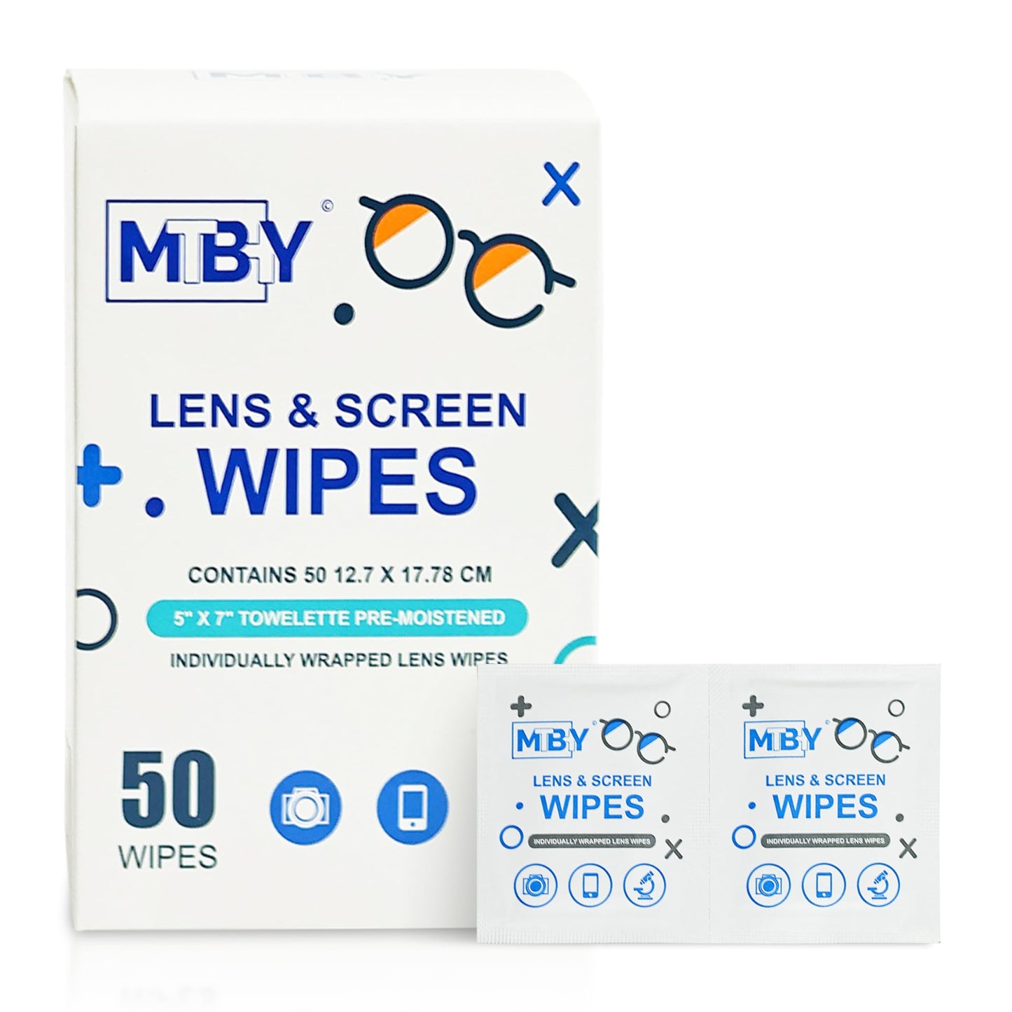 MTBHY Lens Cleaning Wipes – 50 Wipes, Pre-Moistened & Non-Scratching