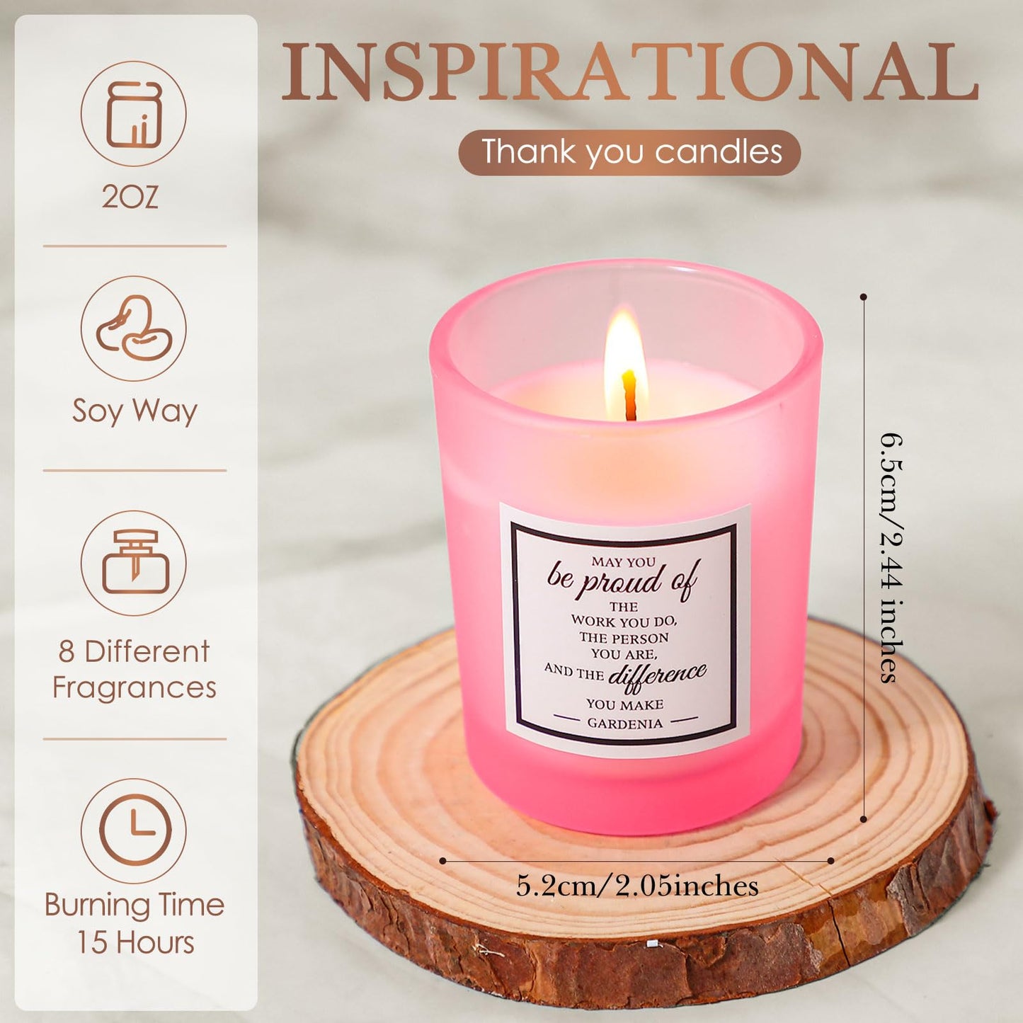 MTLEE 16-Pack Scented Candles Gift Set – Aromatherapy Soy Wax, Pink, Inspirational