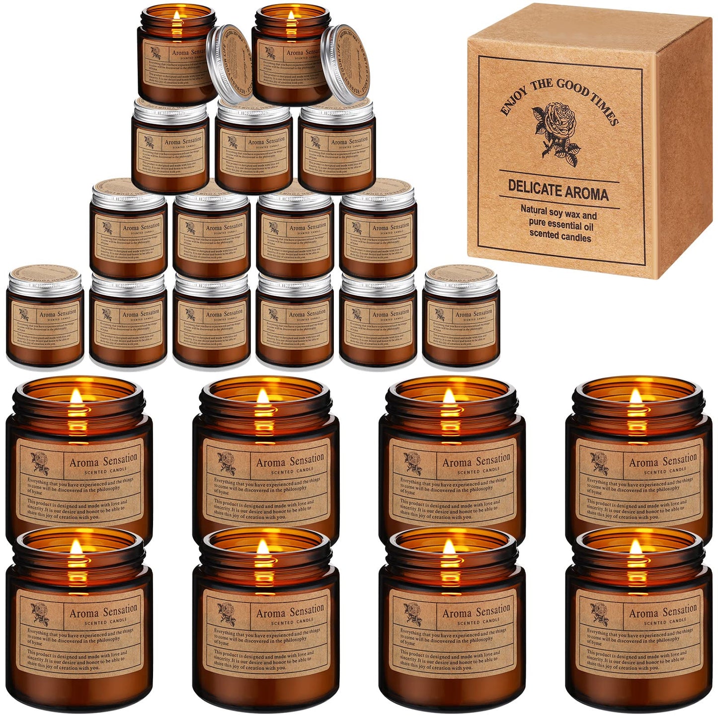 MTLEE 24 Pcs Scented Soy Wax Candles Gift Set – Home Aromatherapy
