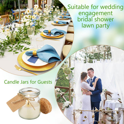 MTLEE 50 Pcs Wedding Jar Candles for Guests Jasmine Scent – Soy Wax, DIY Tag Cards, Wedding Favors