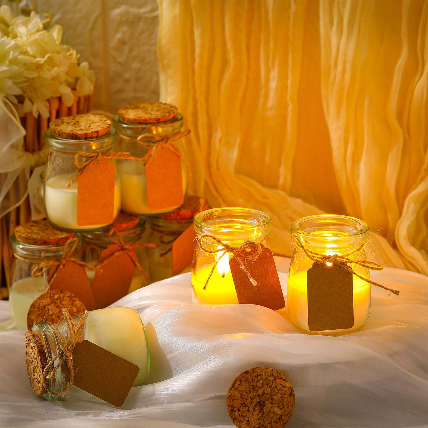 MTLEE 50 Pcs Winter Jar Candles Gift Set – Soy Wax with DIY Tags
