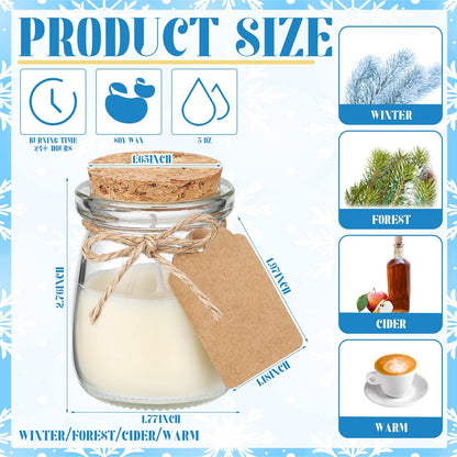 MTLEE 50 Pcs Winter Jar Candles Gift Set – Soy Wax with DIY Tags