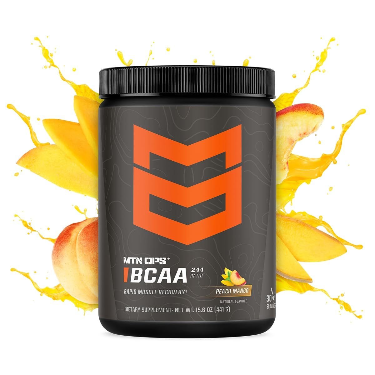 MTN OPS BCAA 2:1:1 Powder - Peach Mango, 30 Servings | Zero Sugar & Gluten Free