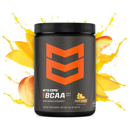 MTN OPS BCAA 2:1:1 Powder - Peach Mango, 30 Servings | Zero Sugar & Gluten Free