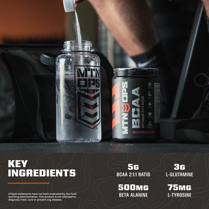 MTN OPS BCAA 2:1:1 Powder - Peach Mango, 30 Servings | Zero Sugar & Gluten Free