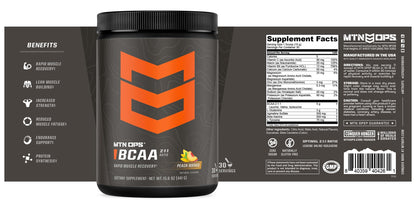 MTN OPS BCAA 2:1:1 Powder - Peach Mango, 30 Servings | Zero Sugar & Gluten Free