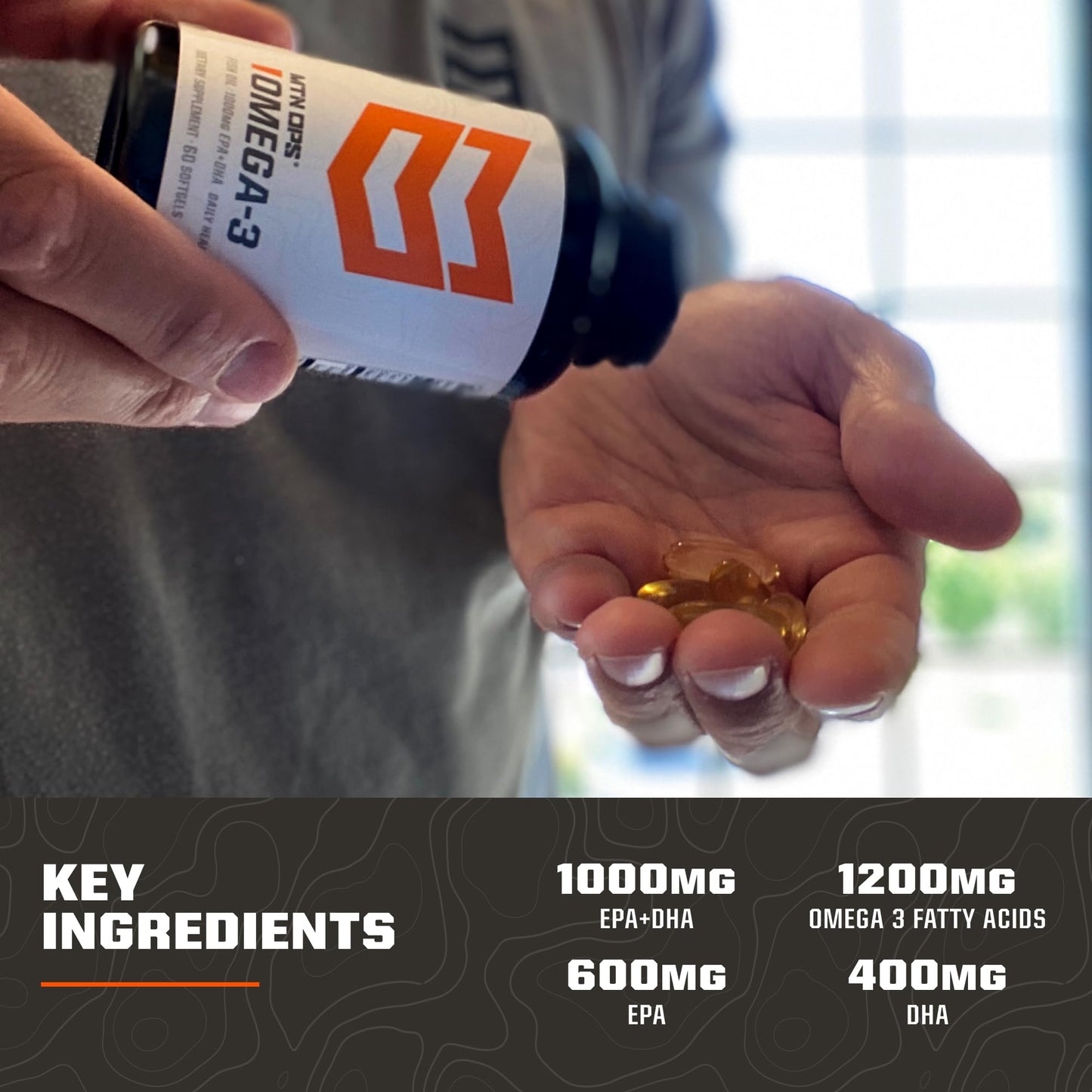 MTN OPS Omega-3 Fish Oil - 1000mg per Serving, Heart & Brain Health, 30 Servings