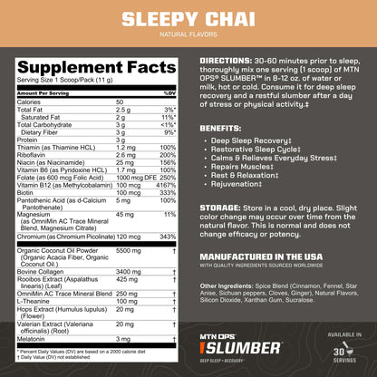 MTN OPS Slumber Sleep Aid for Deep Sleep & Nighttime Recovery | 30 Servings