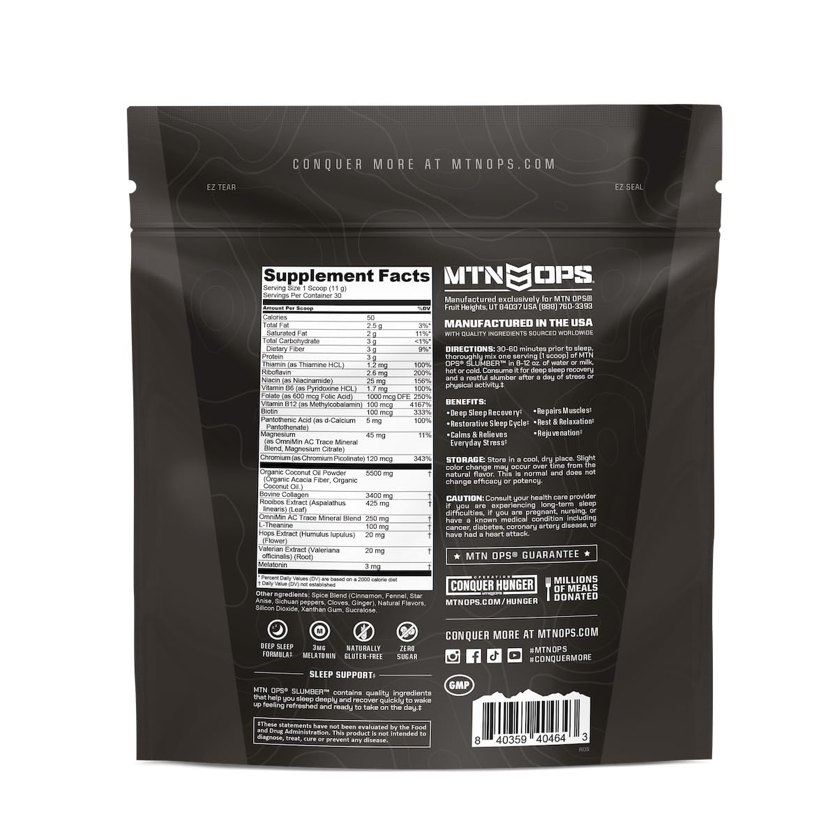 MTN OPS Slumber Sleep Aid for Deep Sleep & Nighttime Recovery | 30 Servings