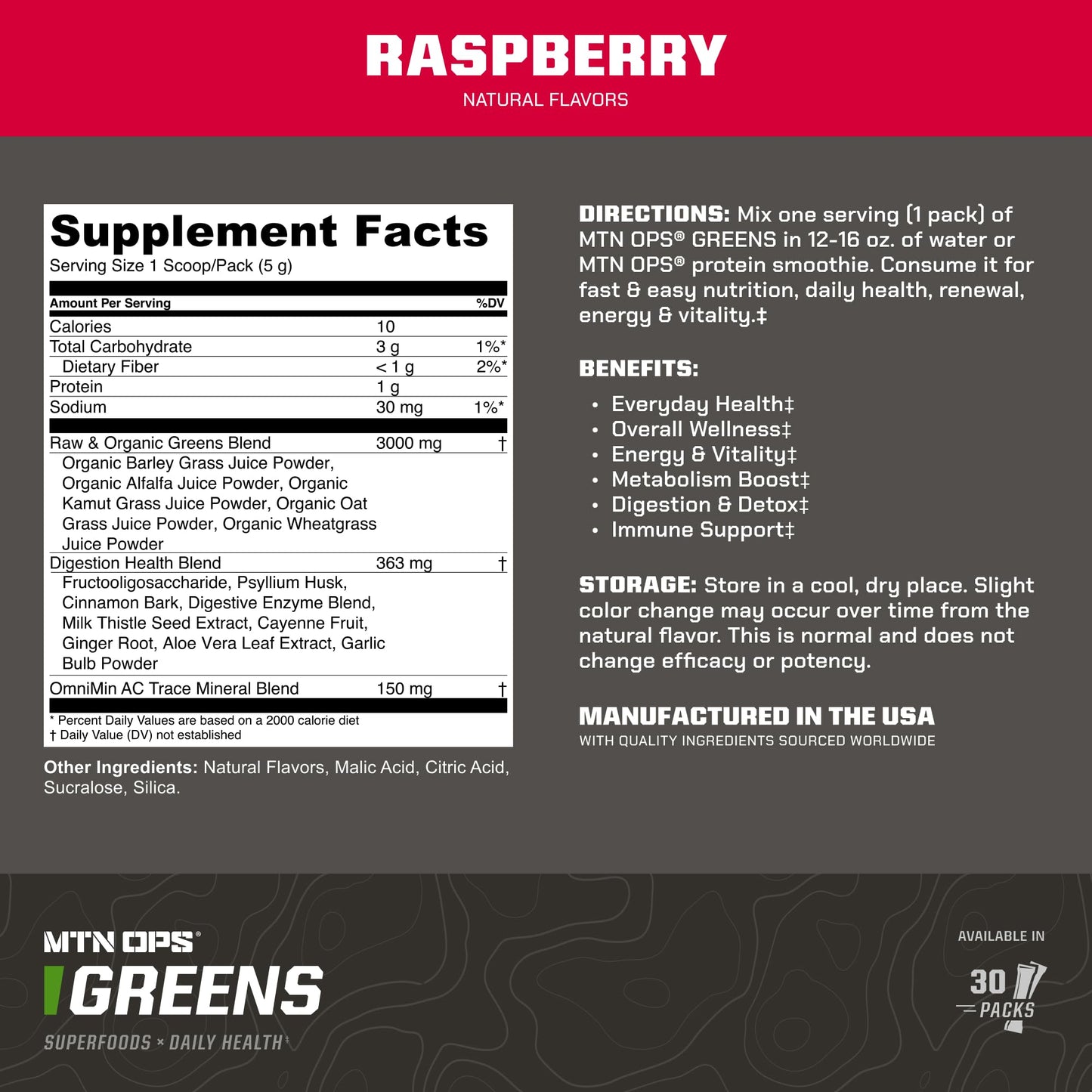 MTN OPS Super Greens – Immune Health & Energy Powder, 30 On-The-Go Packs