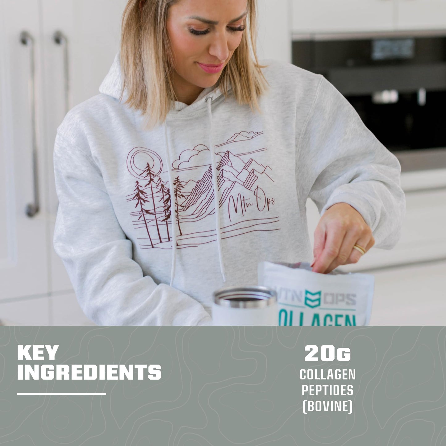 MTN OPS Collagen Peptide Protein Powder – Eva Shockey Signature, 20g Unflavored, Zero Sugar, 30 Servings