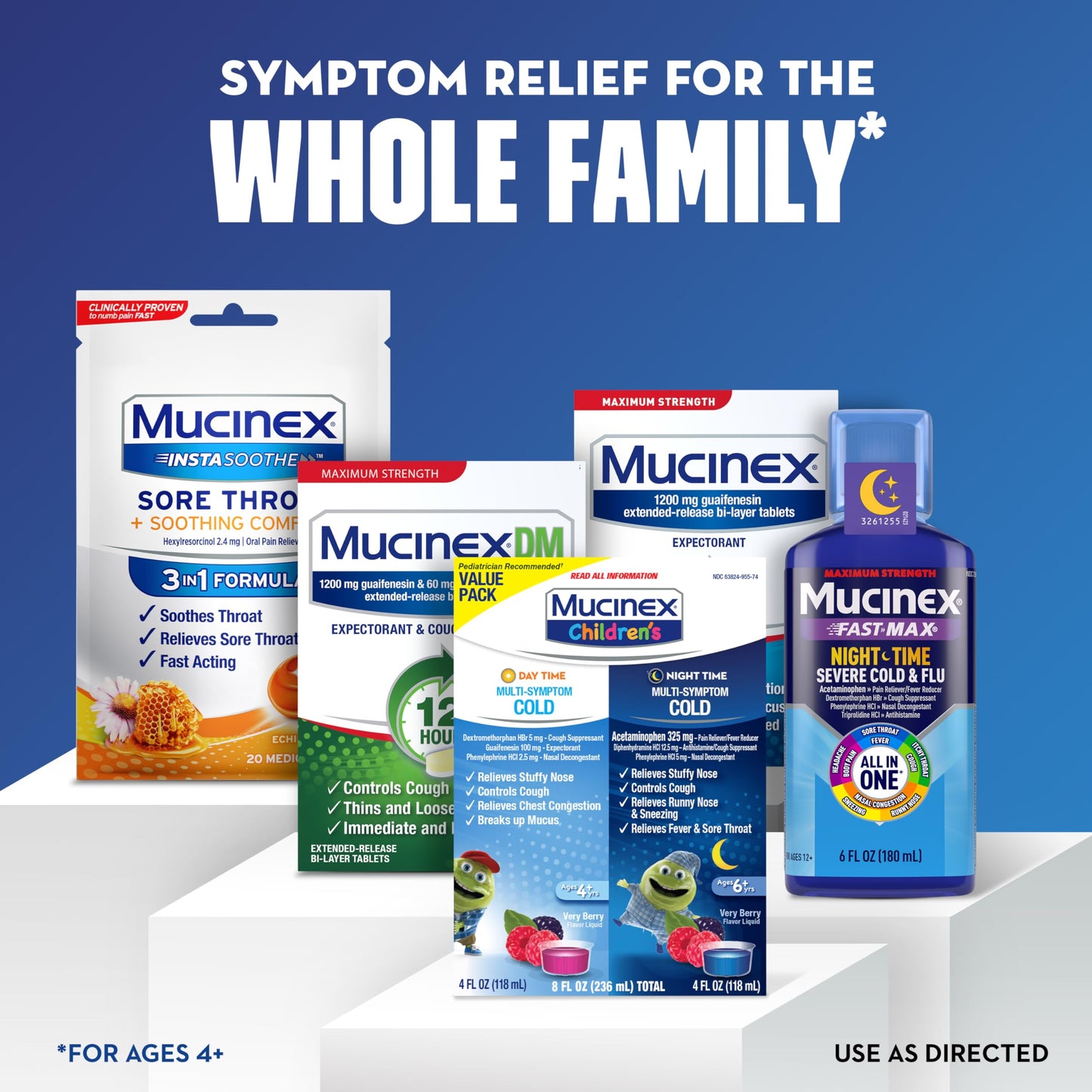 Mucinex Children's Day Time & Night Time Multi-Symptom Cold Liquid – Very Berry, 8 oz (2x4 oz)