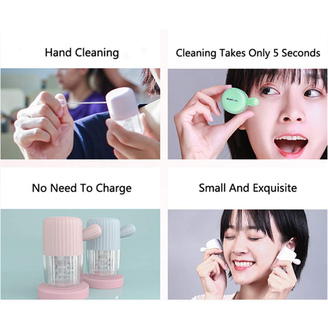 MUDOR Portable Contact Lens Cleaner - Quick Clean for Soft & Hard Lenses (Cherry Pink)