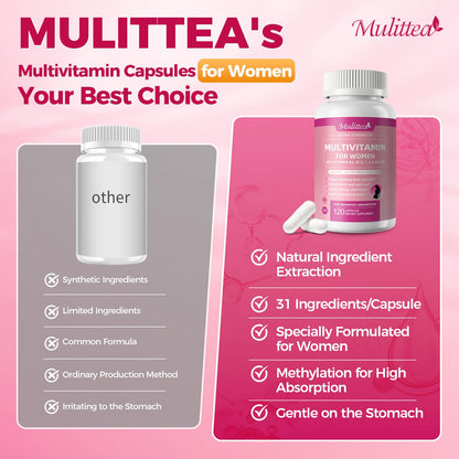 Mulittea Women Multivitamin – 120 CT, Biotin 10000mcg, A, C, D, E