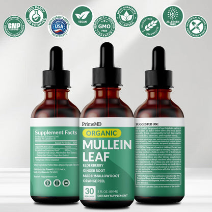 PrimeMD 5-in-1 Mullein Drops for Lungs – Respiratory Support (4-Pack, 120 Servings)