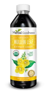 Herbal Goodness Mullein Drops for Lungs – Organic 15X Mullein Extract, Alcohol-Free