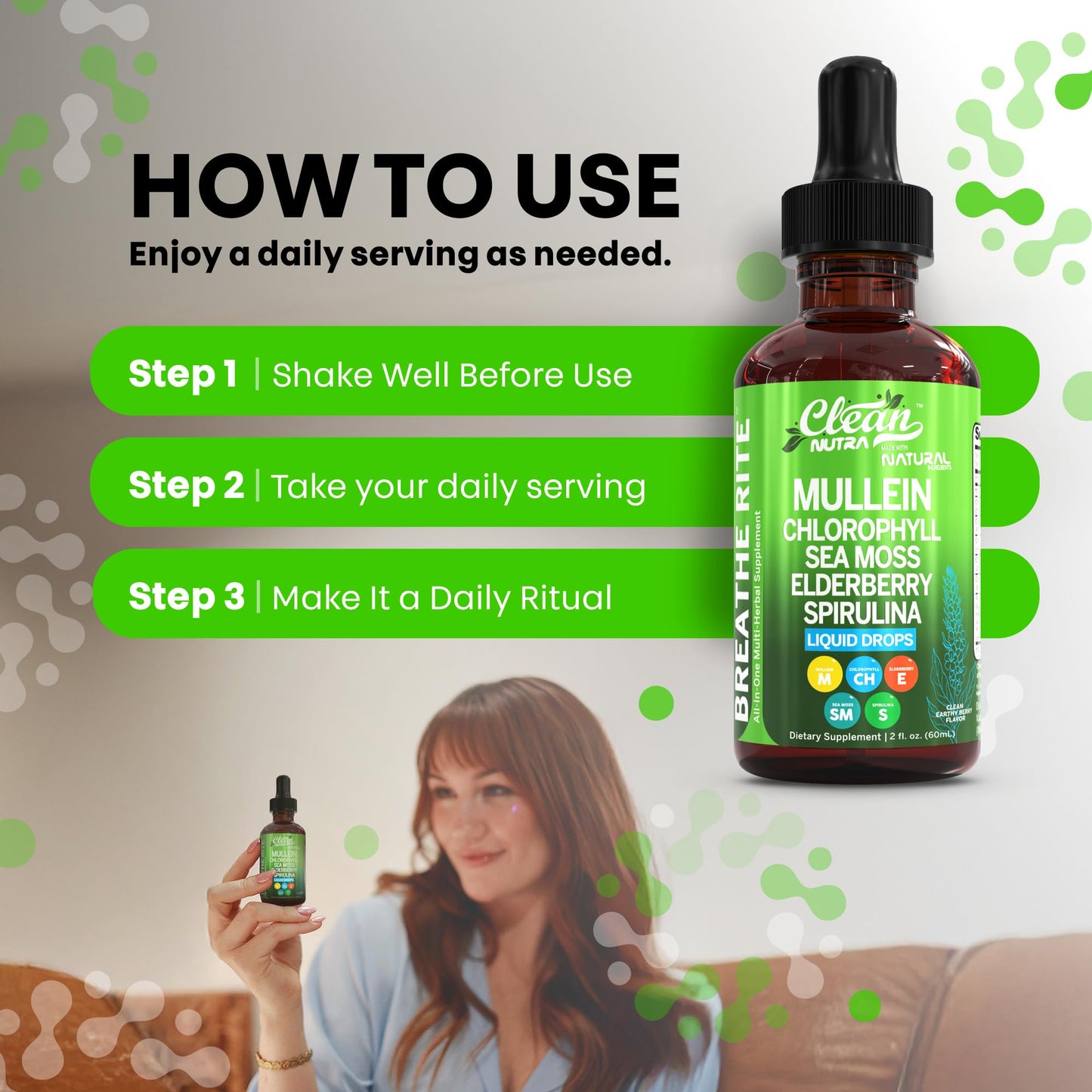 Clean Nutra Mullein Drops for Lungs – Organic Sea Moss & Herbal Lung Support