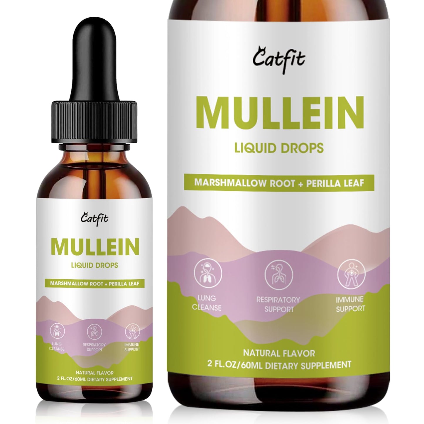 Mullein Drops for Lungs – Herbal Respiratory Support with Mullein, Marshmallow, Perilla & Astragalus, 2 fl oz | Vegan
