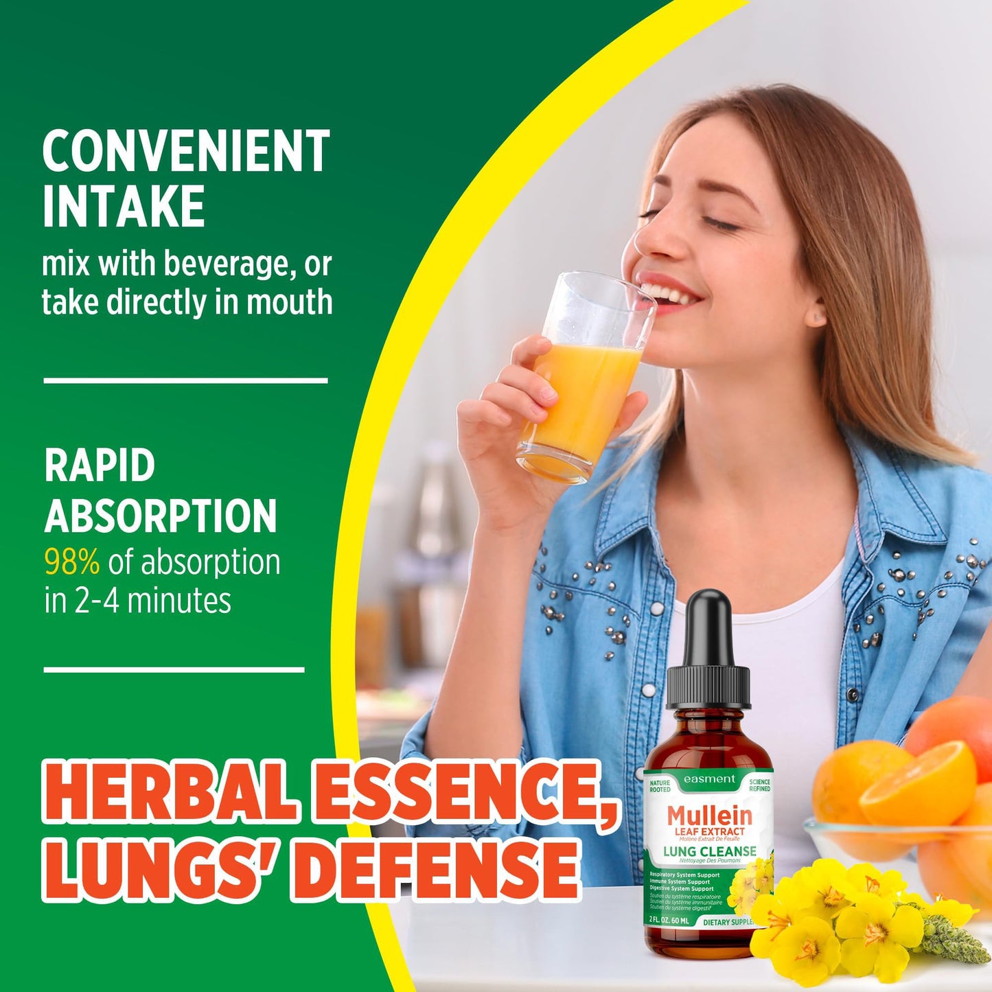 Mullein Drops for Lungs Cleanse – 2 Pack Lung Support Tincture with Mullein Leaf Extract