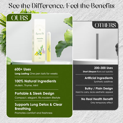 Upgraded Mullein Herbal Diffuser Pen – All-Natural, 600 Uses for Lung Cleansing & Fresh Breath