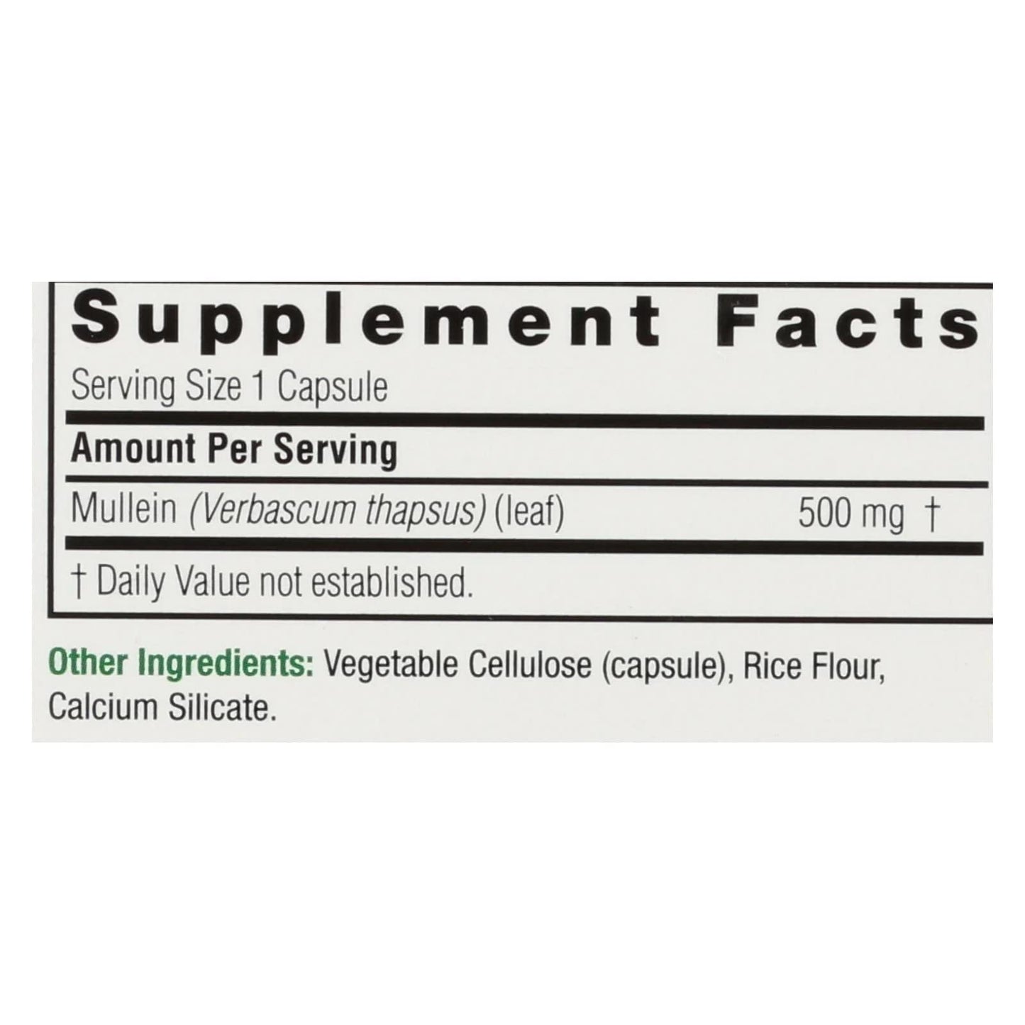 Nature's Answer Mullein Leaf Capsules 90 - Alcohol Free, Vegetarian, Vegan, Gluten Free