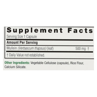 Nature's Answer Mullein Leaf Capsules 90 - Alcohol Free, Vegetarian, Vegan, Gluten Free