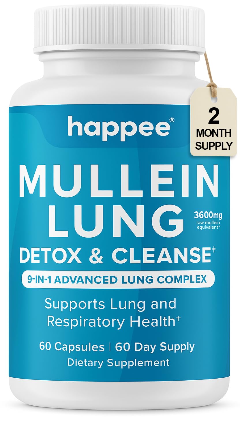 Mullein Leaf Extract for Lung Detox & Cleanse – 60 Capsules | 9-in-1 Lung Health