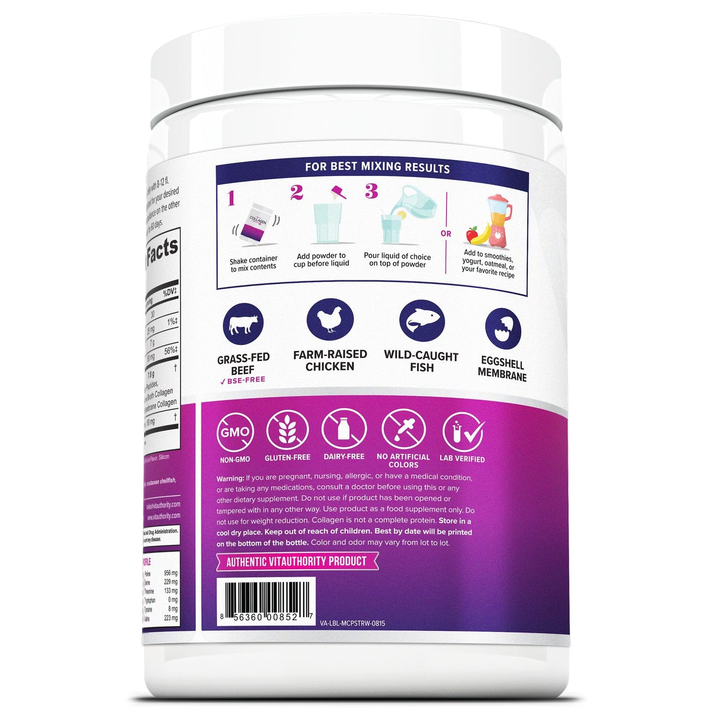 Multi Collagen Peptides Powder for Women – Hydrolyzed Collagen with Vitamin C & Hyaluronic Acid (Tropical Punch, 30 Servings)