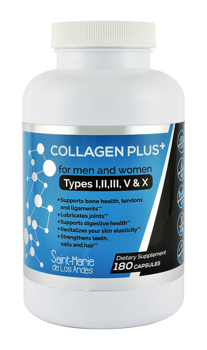 Multi Collagen Pills Plus 180 Capsules (Types I-V-X) + Absorption Enhancer – 3 Months Supply | Non-GMO