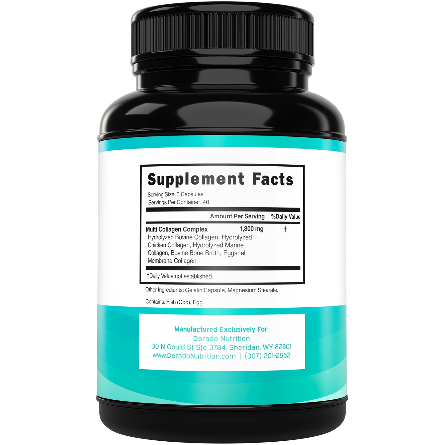 Multi Collagen Pills for Women & Men – 120 Capsules | Types I-V-X | USA Made